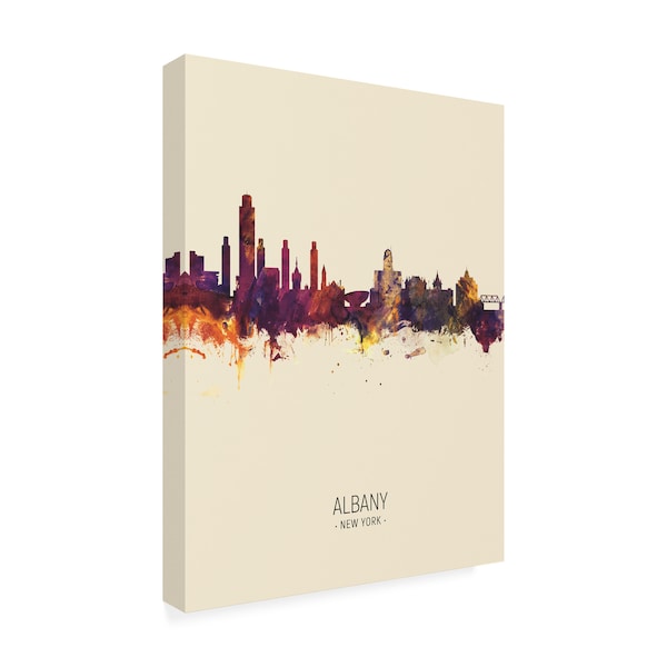 Michael Tompsett 'Albany New York Skyline Portrait III' Canvas Art,14x19